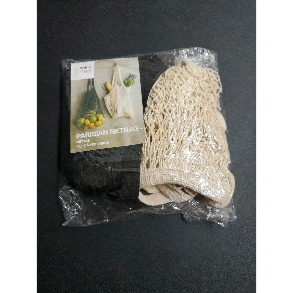 Parisian Netbag Grocery Bag Set Of‎ 2 Blag & Beige